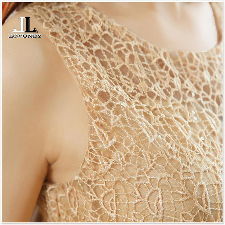 LOVONEY Elegant Golden A Line O Neck Long Evening Dress 2017 Formal Party Dresses Evening Gown Vestido De Festa Longo T403