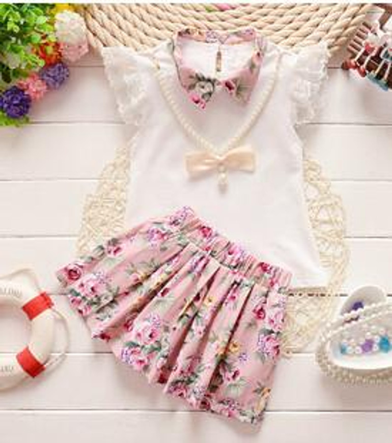 BibiCola summer baby girl clothes Top + dress 2pcs sport suit set baby girls clothing set toddler flower clothes set tracksuit