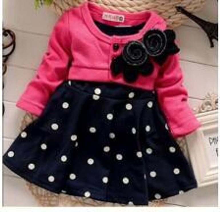 BibiCola baby Girls Dress Casual Kids Autumn Girl Clothes Polka Dots Dress Kids Clothes Cute Dress Girls Party Dress