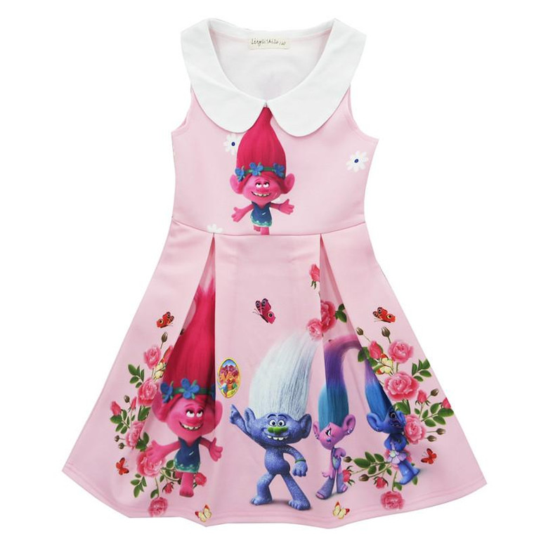 2017 Children Girl Dress Trolls Cartoon Summer Dress Costumes For Girls Party Kids Dresses Kids Girls Dress H802