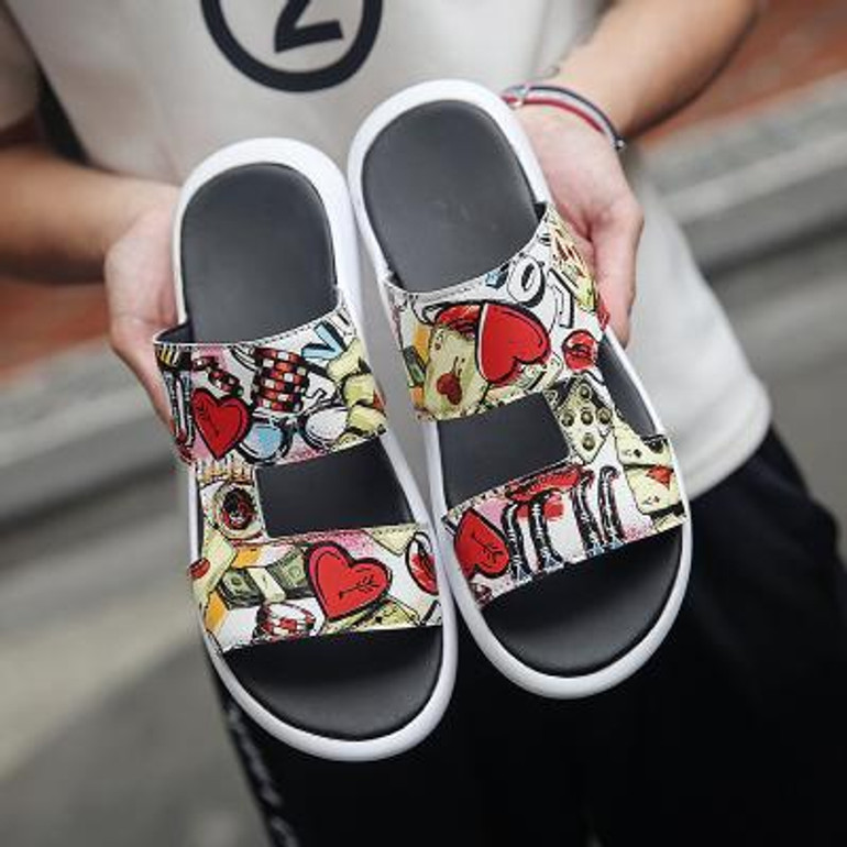 2017 Slip male office casual slippers male breathable smiley face sandals large yards non-slip summer new slippers male