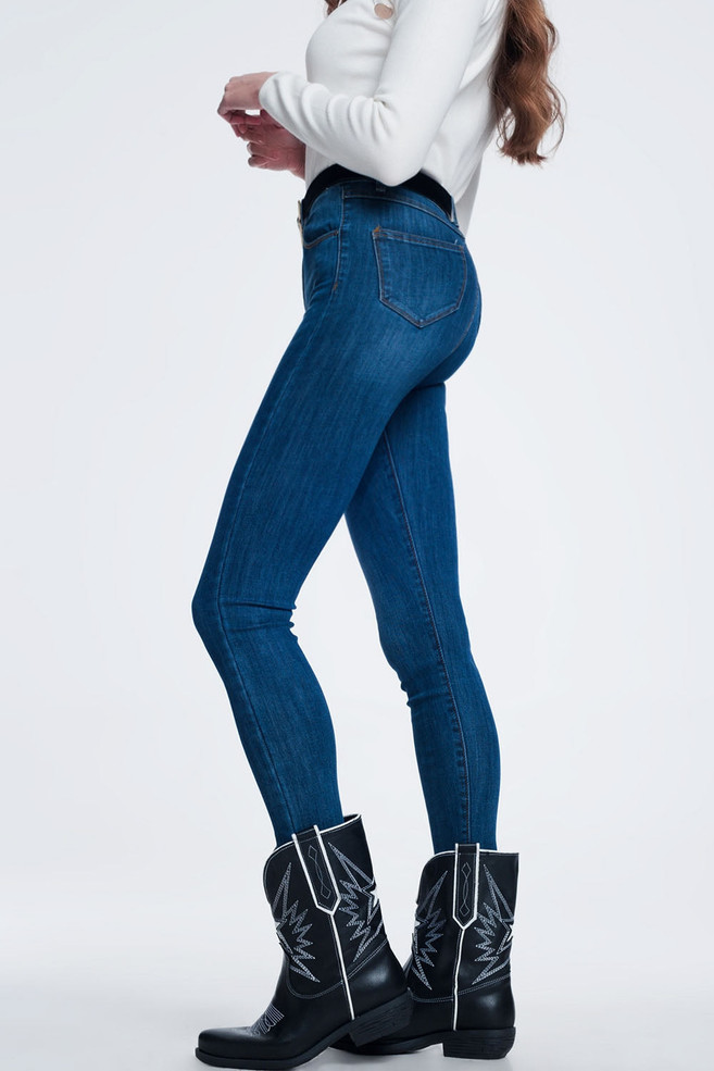 High Waisted Super Skinny Jeans in Blue