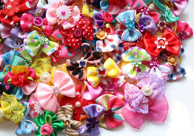 Hair-Bows Hair-Accessories Small Wedding-Party Pet-Supplies Puppy Pet-Dog Dogs for Handmade