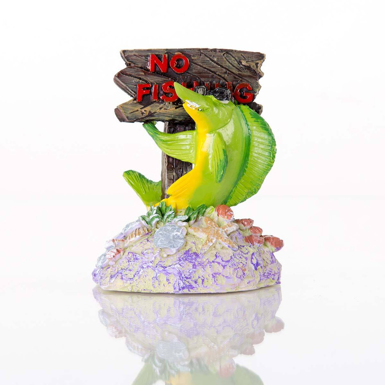 No Fishing Aquarium Ornament - BioBubble Decorative No Fishing Sign