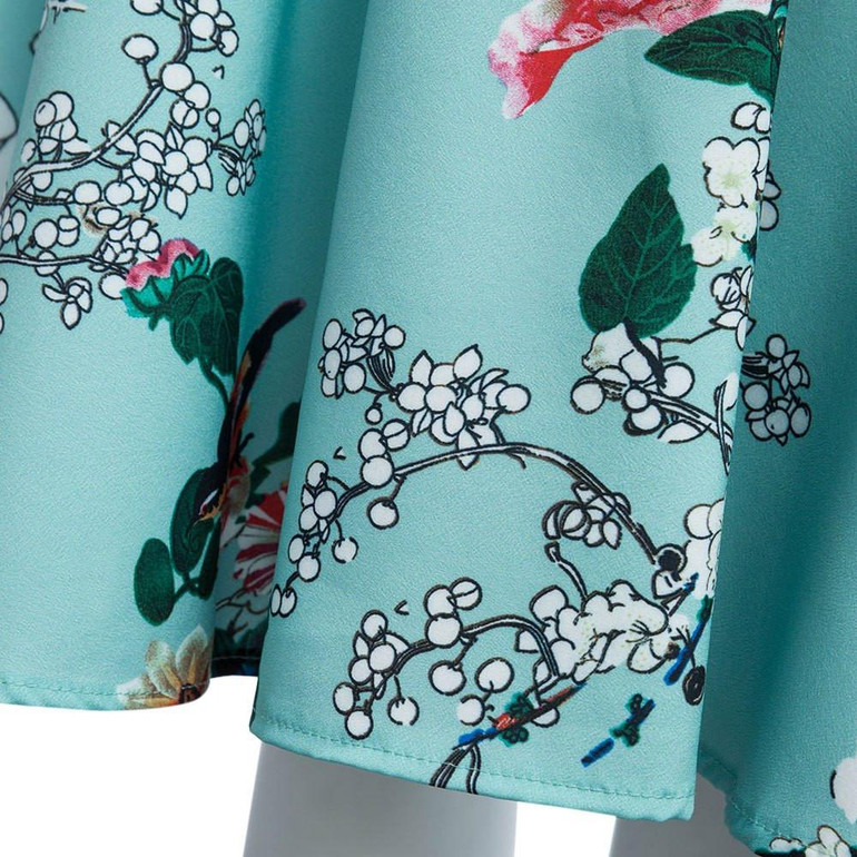 AZULINA Vintage 2017 Women Summer Beach Dress Sundress Sleeveless Floral Print A Line Casual Dress with belt Vestidos robe femme