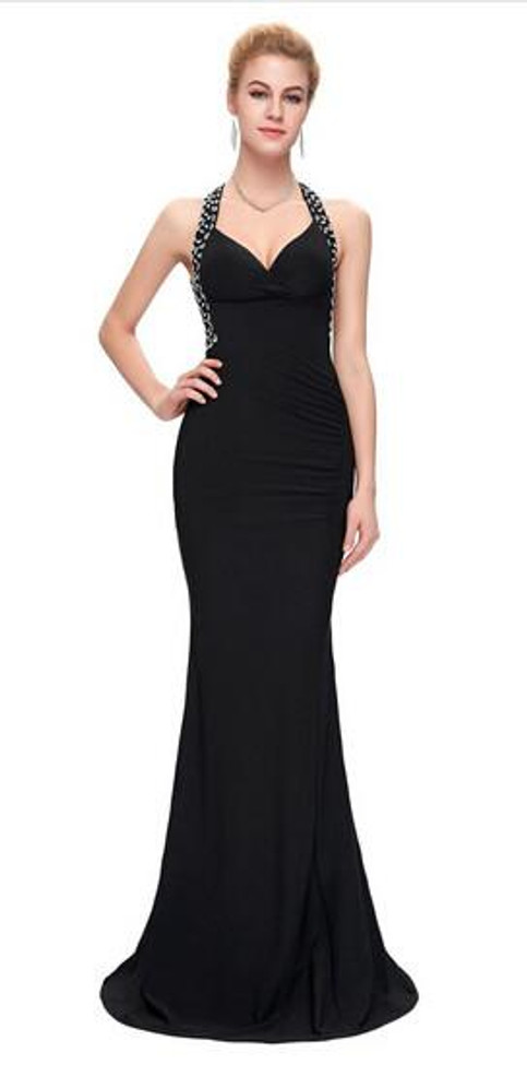 Grace Karin Evening Dress Long 2017 Backless Mermaid  Blue Red Black Sexy Bandage Evening Gowns Formal Special Occasion Dresses