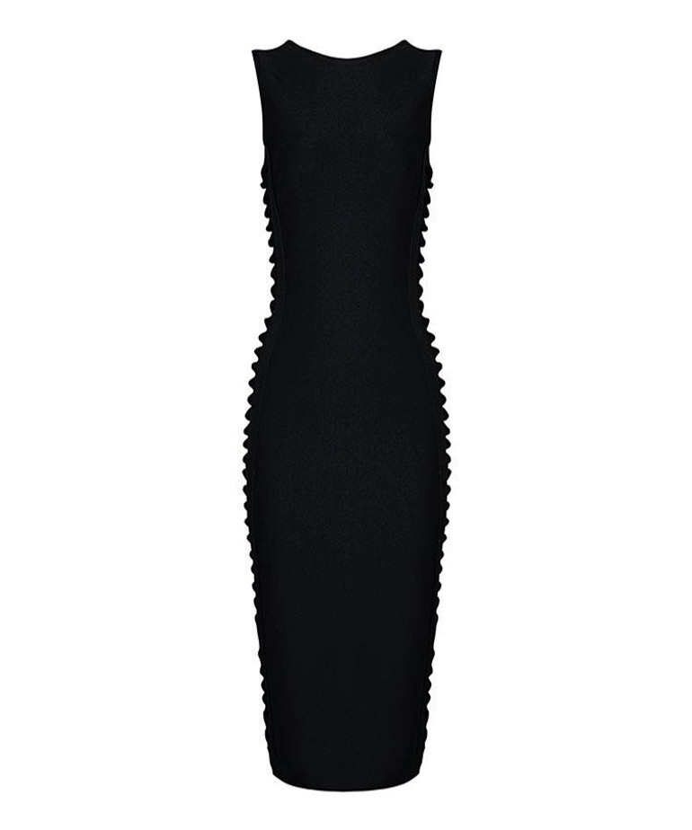 2018 New Summer Dress Sexy Sleeveless Evening Party Dresses Women Hollow Out Mid Calf Runway Bodycon Bandage Dresses Vestidos