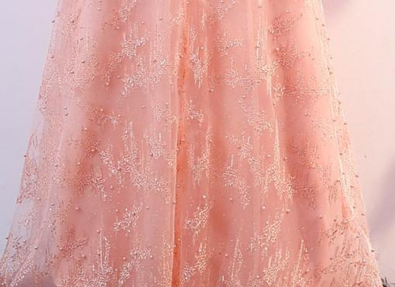 Under $50 Elegant Crystal Beaded Pink Royal Lace A-Line Long Evening Dresses 2018 Prom Party Dress Robe De Soiree Longue