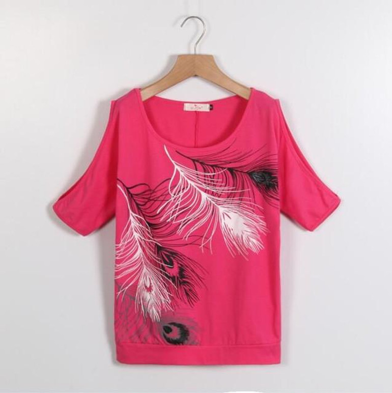 Blusas Femininas Fashion Women Summer Cold Shoulder Blouse Loose Tops Print Short Sleeve Blouse Casual Ladies Blouses LJ3673M