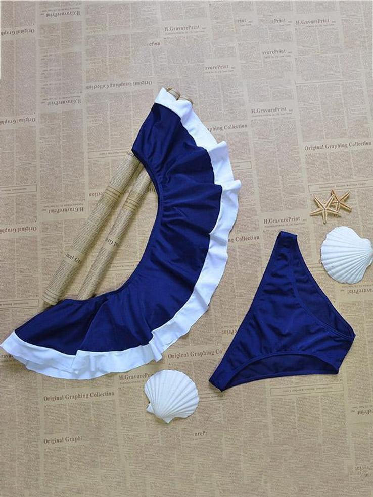 Pretty Off Shoulder Falbala Two-Pieces Bikini Swimwear