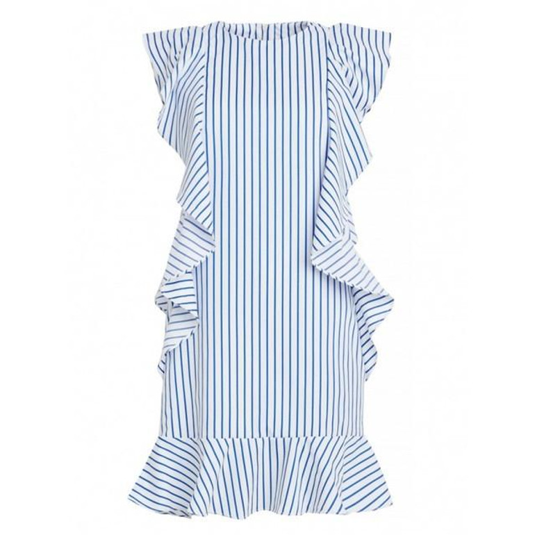 HDY Haoduoyi 2017 Fashion Ruffles Midi Dress Women Striped Cute Female Straight Dress Female Dresses Casual Ladies Vestidos