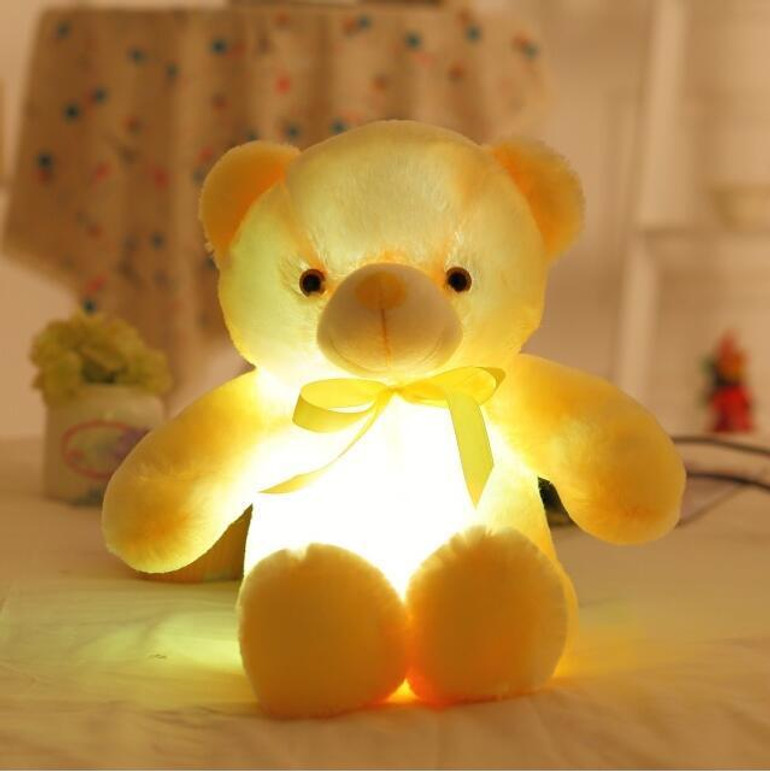 New Creative 50cm Light Up LED Teddy Bear Stuffed Animals Plush Toy Colorful Glowing Teddy Bear Gift for Kids Home Decoration
