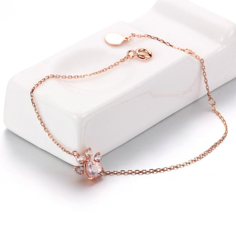 MoBuy MBHI005 Animal Clam Natrual Gemstone Rose Quartz Bracelets & Cuff 925 Sterling Silver Gold Plated Fine Jewelry For Women