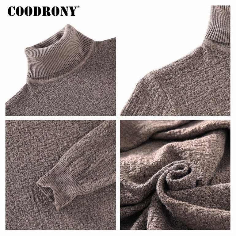 COODRONY 2017 Autumn Winter Mens Sweaters Thick Warm Turtleneck Sweater Men Knitted Cashmere Cotton Pullover Men Pull Homme 7253