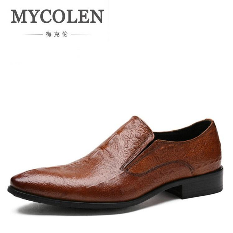 MYCOLEN Mens Dress Italian Leather Crocodile Wedding Shoes Luxury Brand Mens Loafers Genuine Leather Formal Loafers Moccasins