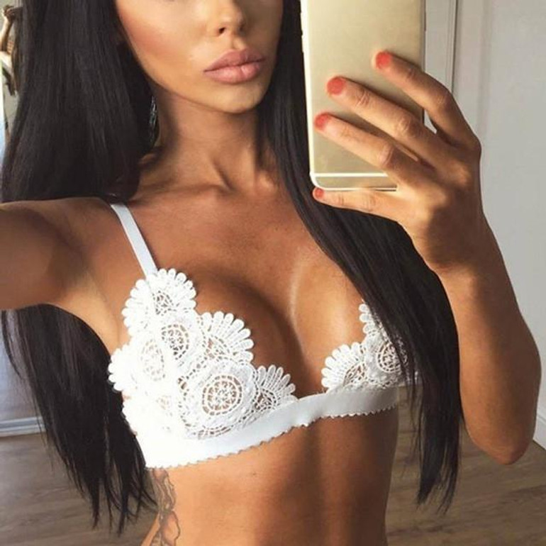 New Hot Women Sexy Floral Sheer Lace Bra Top Seamless Bralette Transparent Cup Wireless Bras Brassiere Lingerie Brasier Mujer