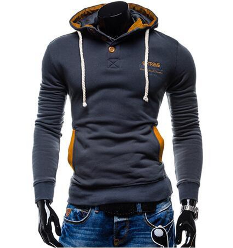 2017 New Autumn Winter Male Hoodies Sportswear Fashion Patchwork Solid Color Hoodies Men Slim Fit Casual Sweatshirts With Hoody