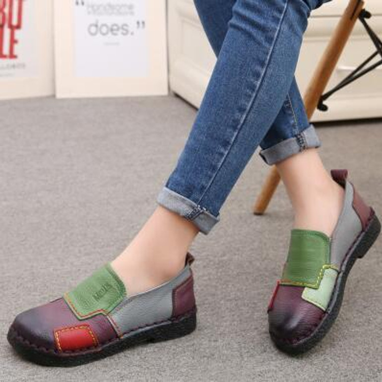 2017 Fashion Women Shoes Genuine Leather Loafers Women Mixed Colors Casual shoes Handmade Soft Comfortable Shoes Women Flats