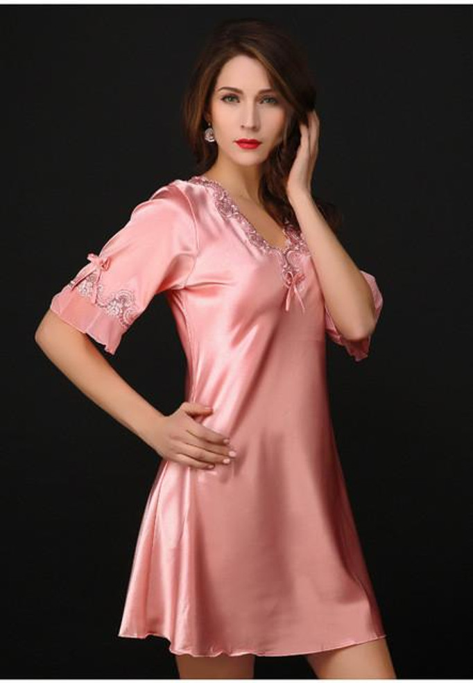 Merry Pretty Women Nightwear Long Robe Pink Silk Robe Woman Nightwear Gown Satin Kimono Robes Female Sexy Nighty Sexy Sleepwear