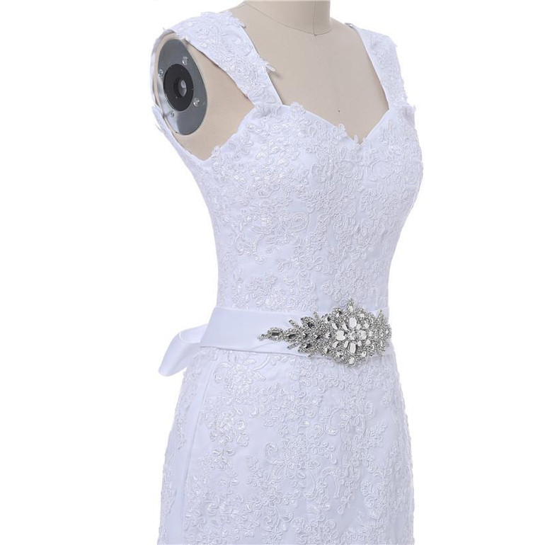 Mermaide Wedding Dress 2017 New Fashion Appliques Beaded Sashes Court Train Bride Dress Lace Wedding Dress Shoulders Elegant