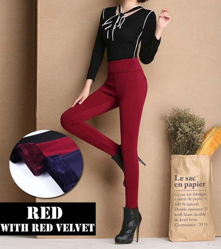 Female Oversized Trousers for work office Autumn Winter plus size velvet Trousers warm Elastic Pencil Pants Elastic Waist Pants