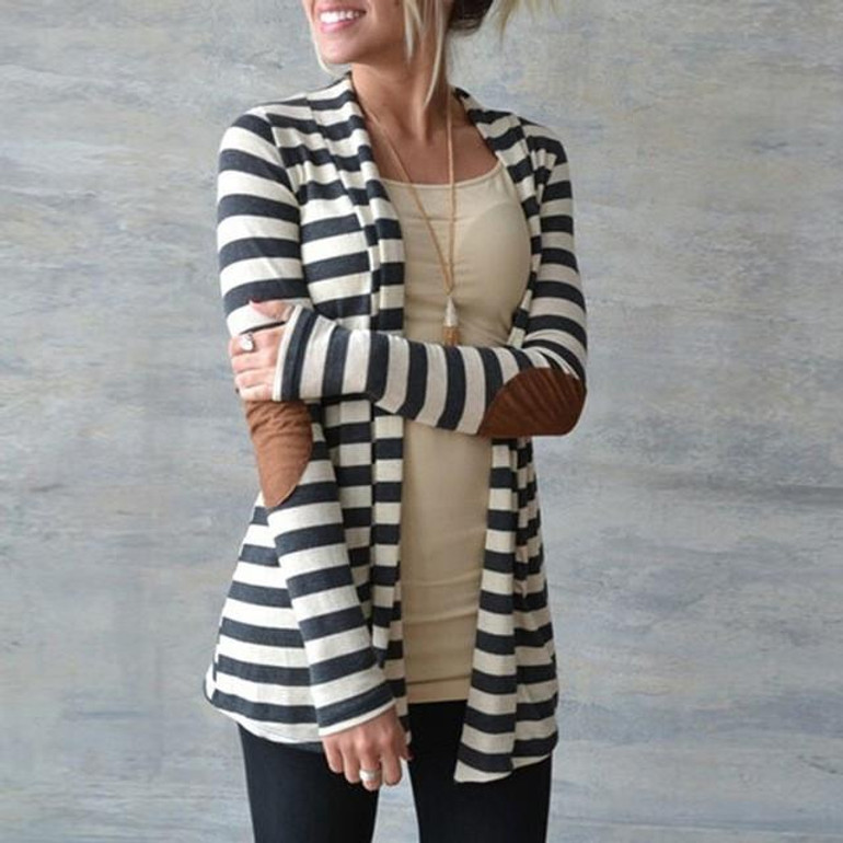 New Autumn Winter Outwear 2017 Women Casual Knitted Striped Coat Cardigan Jacket Fashion Chaquetas Mujer Outerwear Plus Size