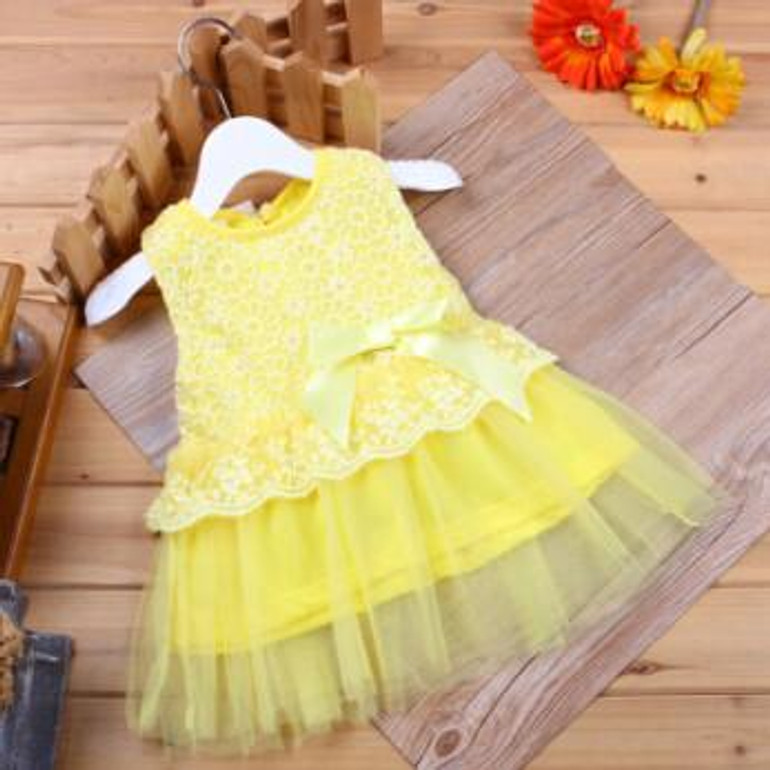 2016 Princess Baby Dress Lace Flower Sleeveless Baby Girl Dress Party Wedding Baby Costume Newborn Baby Girls Clothing New Year