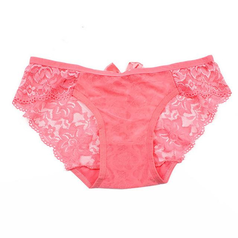 2016 New Women Sexy Lace Briefs Hollow Out Panty Flowers Bow-knot Underwear Knickers Y06