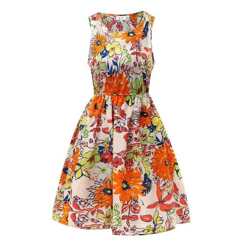 2016 summer autumn Korean Women casual Bohemian floral leopard sleeveless vest printed beach chiffon dress vestidos LYQ56-An-E