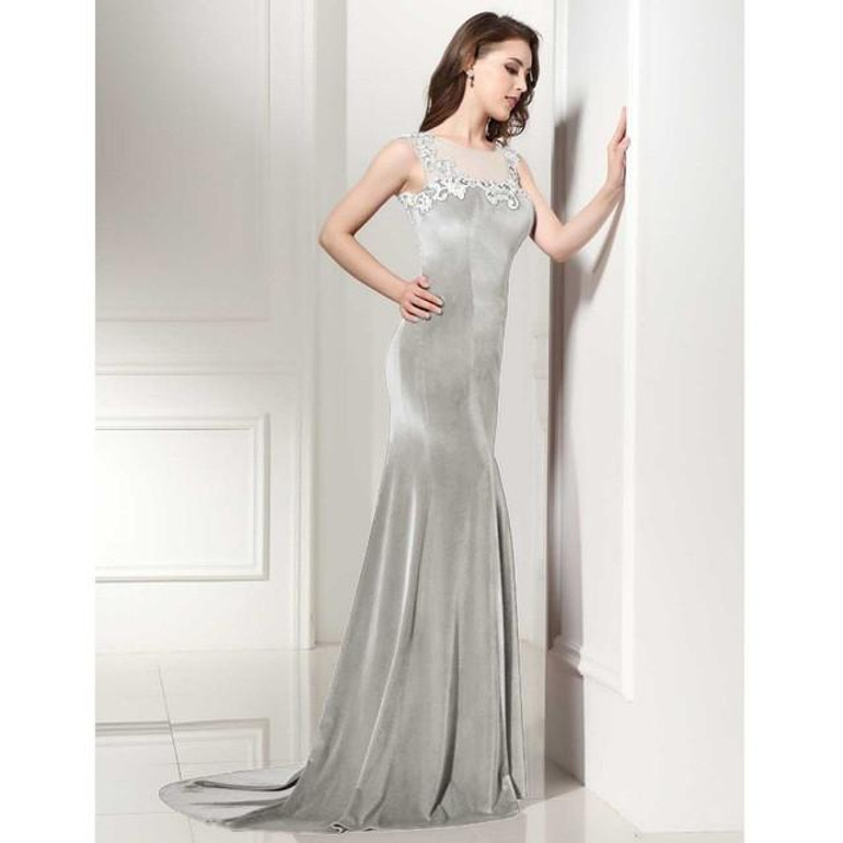 Evening Dress 2017 SoDigne Vintage Burgundy Velour Sheer Neck Slim Mermaid Prom Dress Appliques Party Gown Vestidos De Gala