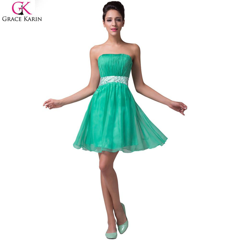 Grace Karin Luxury Cocktail Dresses 2017 Mint Green Short Party Prom Dresses Sequin Robe De Cocktail Dress Vestido De Festa 6105