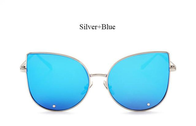 CandisGY Hipster Clear Eyeglasses Cateye Mirror Oversized Sunglasses Brand Designer Women Mirror Lady Sun Glasses Metal Frame