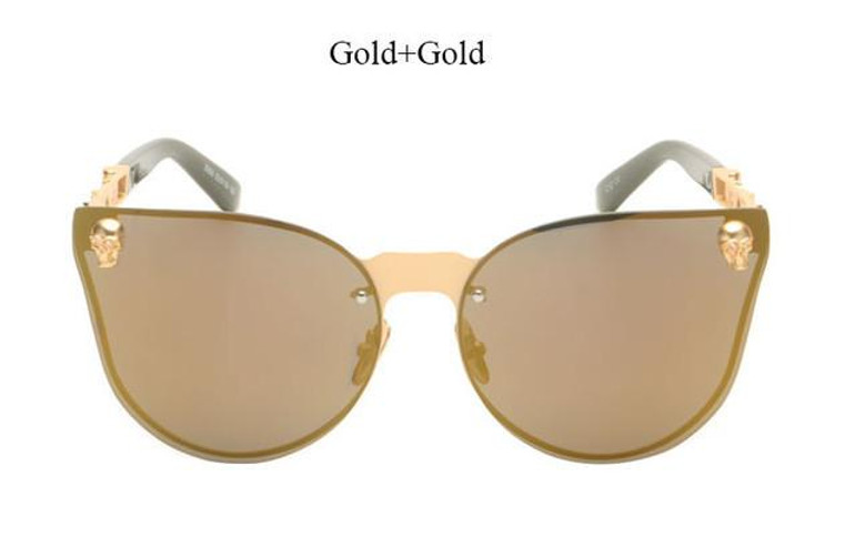 CandisGY Cat Eye Women Men Gothic Sunglasses Lady Fashion Brand Desinger Mirror Cateye Rose Gold Sun Glasses Female I01