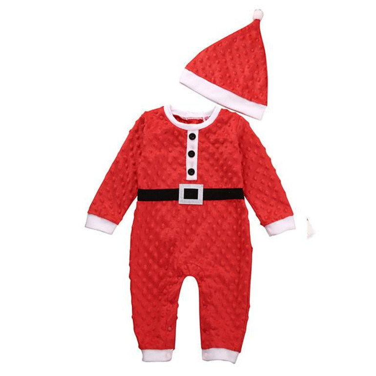 2016 Christmas Baby Clothes 0-24M Newborn Baby Boys Girls Santa Claus Rompers Hat 2Pcs Outfits Infant Bebes Christmas Gift