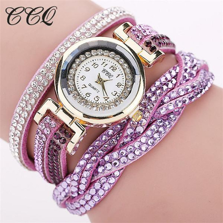CCQ Luxury Brand Fashion Rhinestone Bracelet Wristwatch Women Ladies Girls Quartz Watch Casual Clock Relogio Feminino Gift 1739