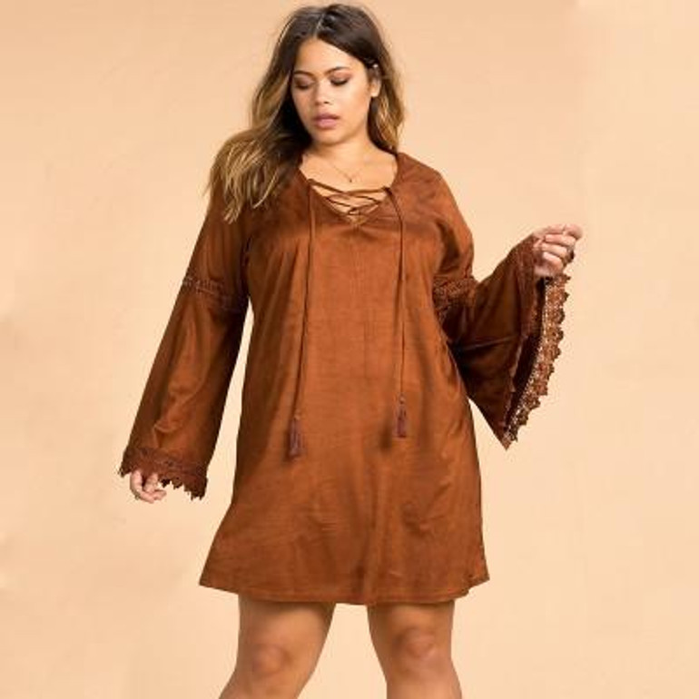 Kissmilk Plus Size New Fashion Women Clothing Streetwear Bohemian Solid Dress Long Sleeve Lace Big Size Dress 3XL 4XL 5XL 6XL