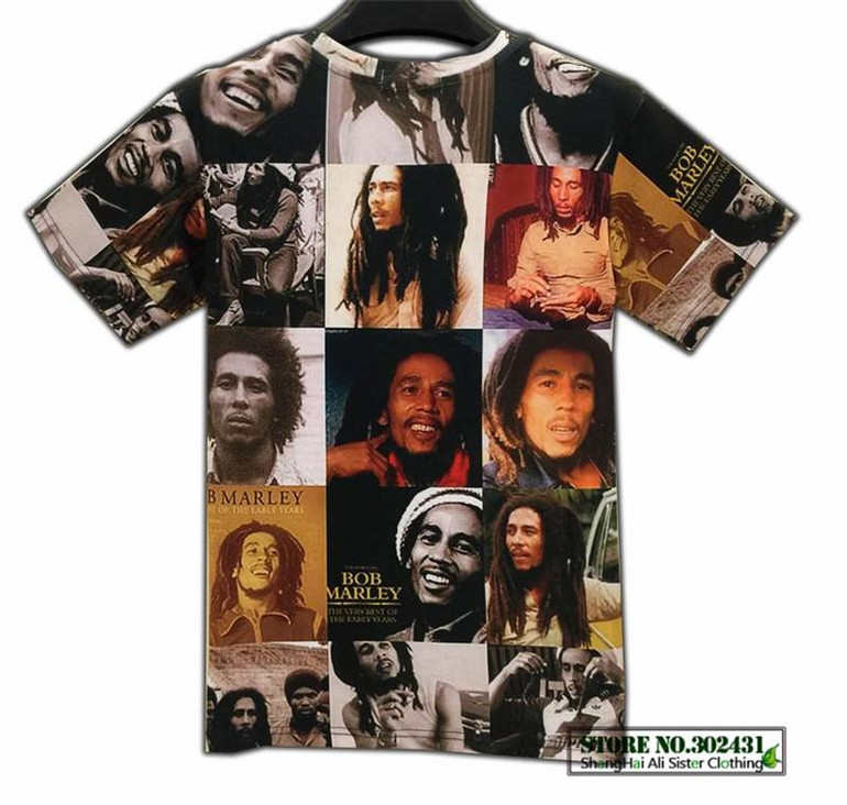 Alisister cotton o-neck women/men's T shirts Reggae Bob Marley 3D printing men T-shirts casual men t shirt hip hop summer tops