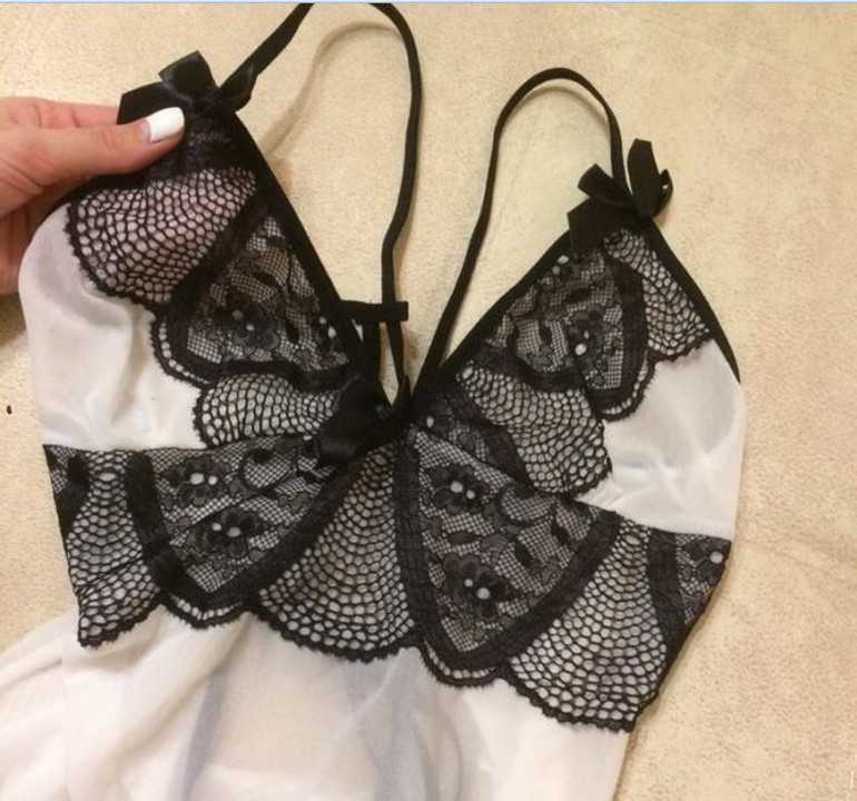 New Fashio Sexy Womens Intimates White Black Lace Chemise Nightie Nightwear Lingerie Nightdress Sleepwear Dress H070