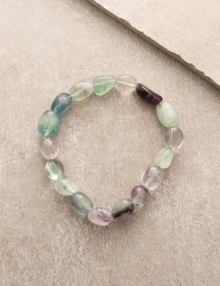 Rainbow Fluorite Bead Bracelet