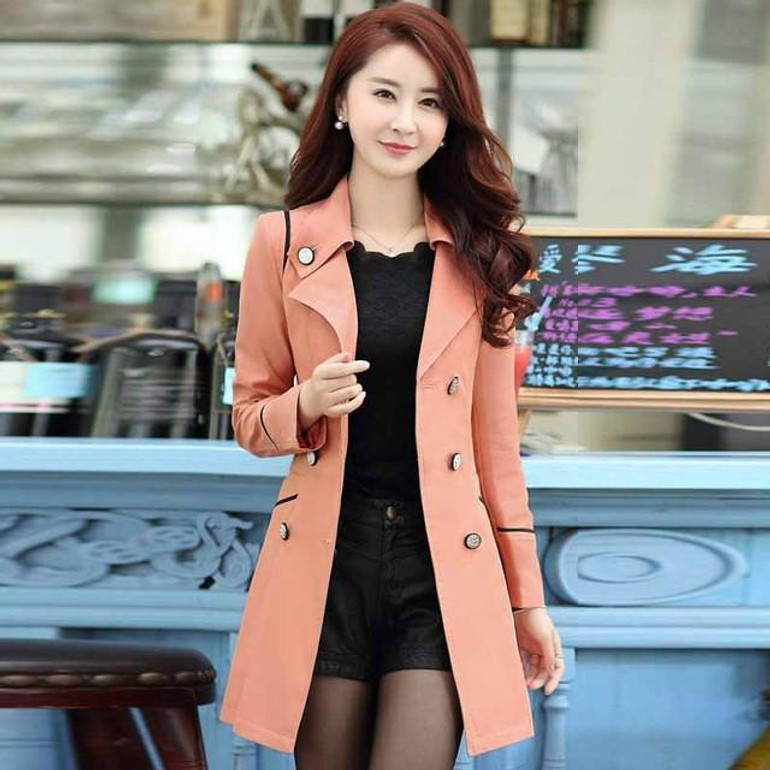 Trench Coat Women 2017 Autumn Female Double-Breasted Long Coat Outwear Coat Plus Size Windbreaker YL034