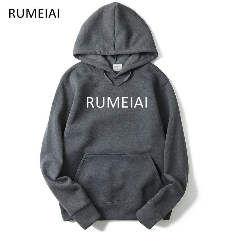 RUMEIAI New Brand Sweatshirt Men Hoodies Fashion Solid Fleece Hoodie Mens Pullover Men's Tracksuits Printing Hooded Coat
