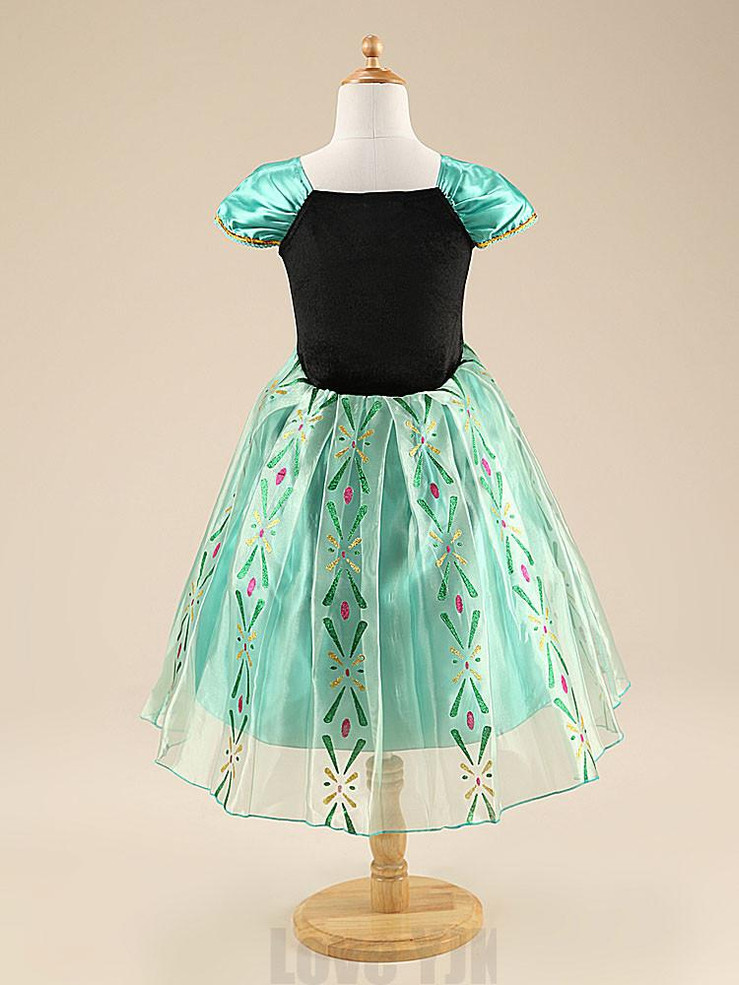 Fashion Green Custom Anna&Elsa Girls Princess Dress Kids Girl Vestidos Baby Children Cosplay Dresses Pincess Party Kids Dresses