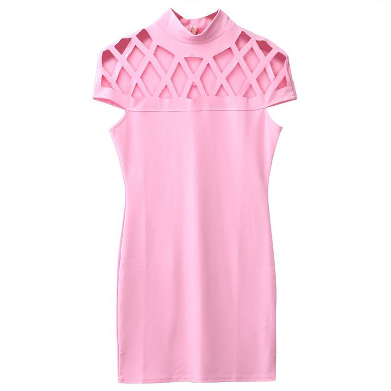 Short Sleeve Women Sexy Mini Dress Bandage Summer Hollow Out Women Bandage Bodycon Evening Party Pencil Mini Dress