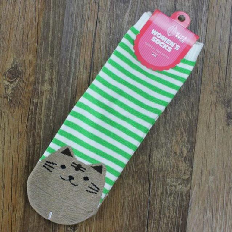 HoT 3D animals style striped fashion cartoon socks women 3D cat footprints Cute Cotton Socks