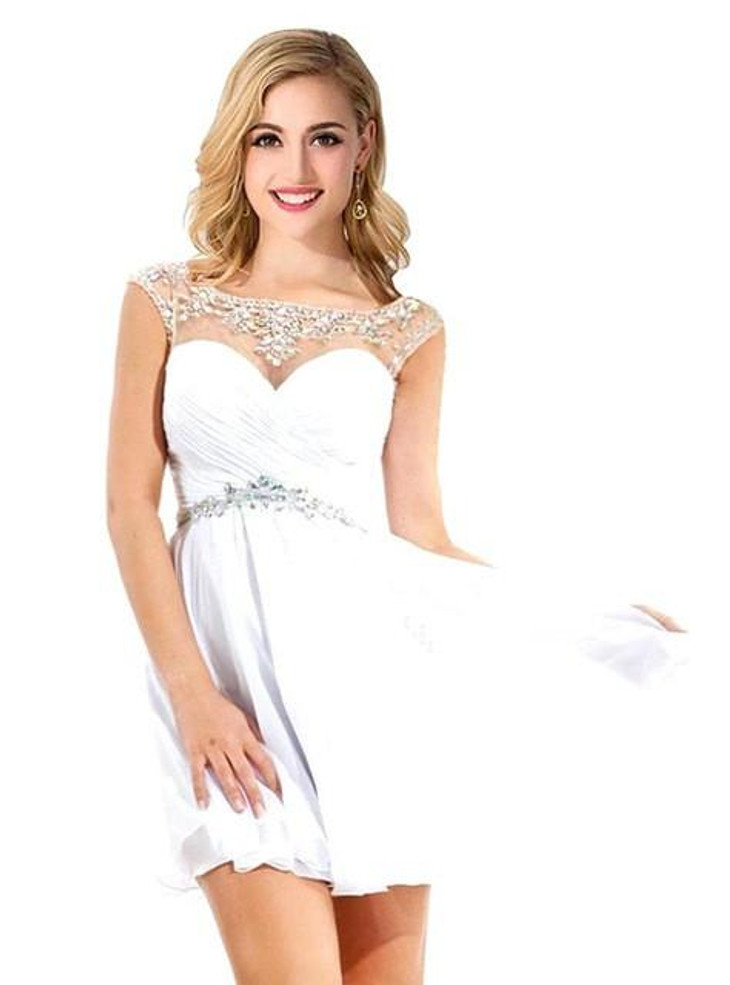 Cocktail Dresses 2017 Backless Prom Dress Beaded Party Dresses Short Mini Robe De Cocktail Gowns See Through Homecoming Dresses