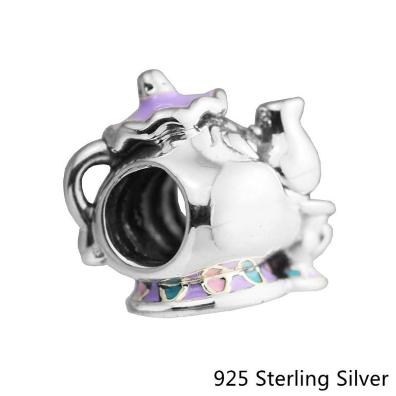 Beads Fits Pandora Bracelets 100% 925 Sterling Silver Jewelry Mrs. Potts &amp; Chip, Mixed Enamel Original Charms CKK