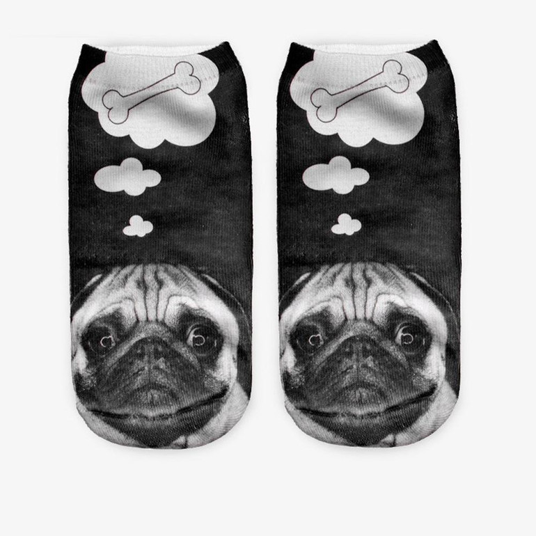 Dog Socks 3D Printing Female Socks Women Low Cut Ankle Socks Calcetines Mujer Casual Hosiery Printed Sock 707