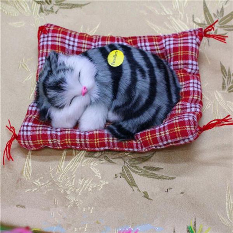 (YNYNOO) Lovely Simulation Animal Doll Plush Sleeping Cats Toy with Sound Kids Toy Birthday Gift Doll Decorations stuffed toys
