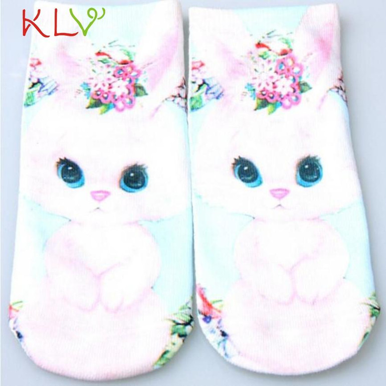 CharmDemon New Cute 3D Socks Beauty Short Women Socks Printed Funny Socks Womens Cotton Sock jr6