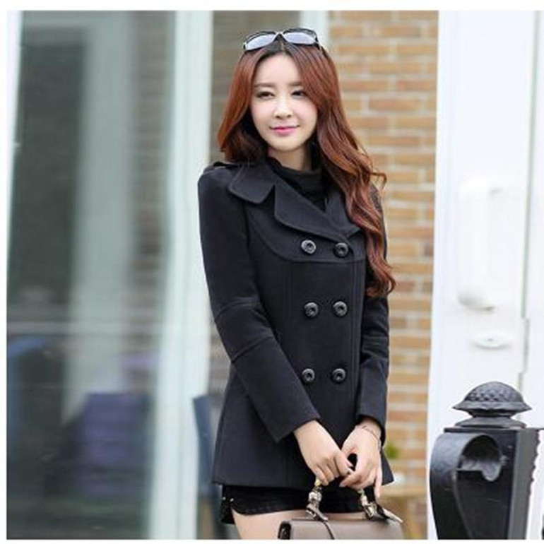 HIAWATHA Women Woolen Coats Winter Trench Coat Fashion Solid Double Breasted Overcoat Turn-down Collar Slim Outerwear C8103